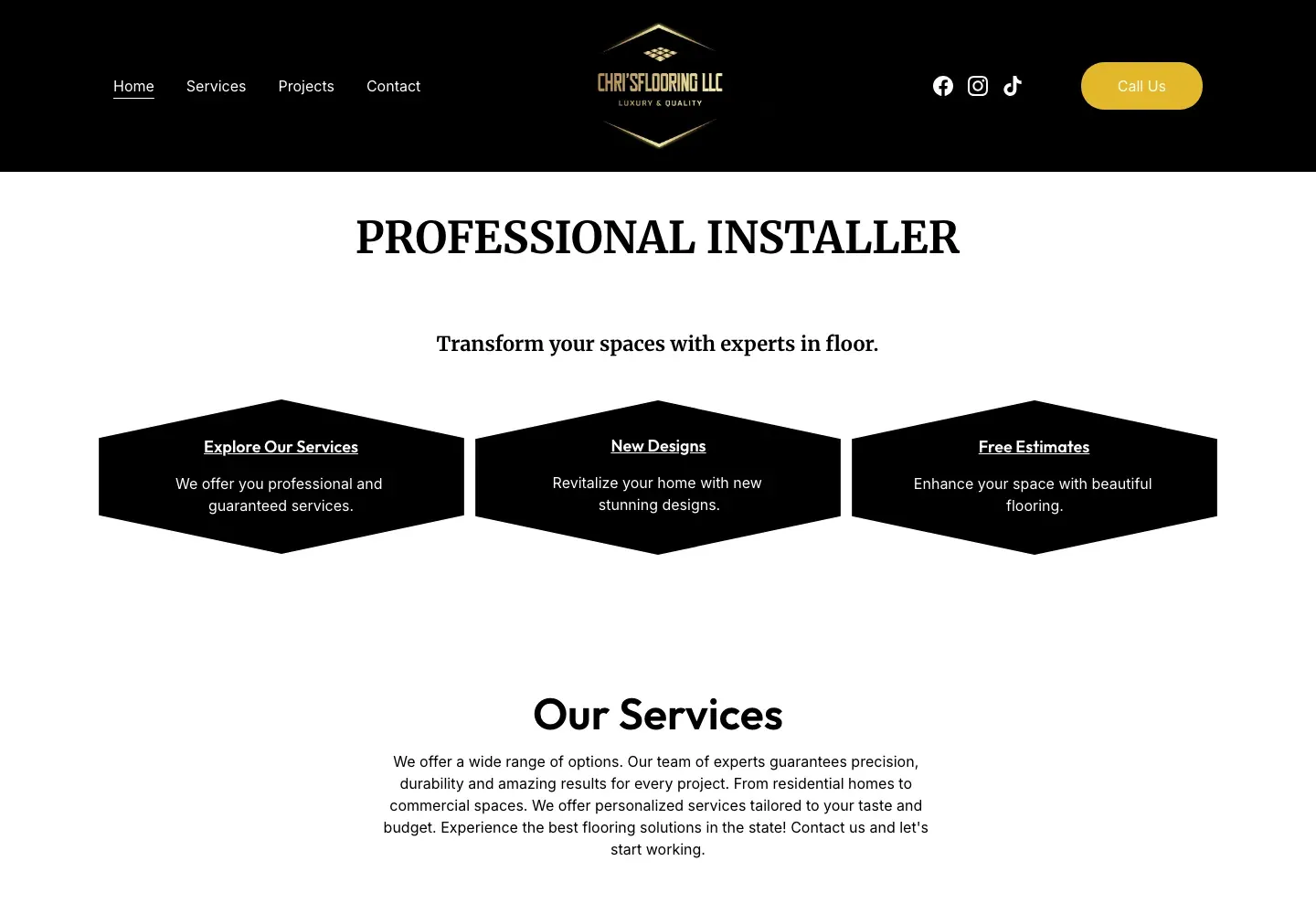Sitio web de Chris Flooring LLC en escritorio — Instalación de pisos de lujo