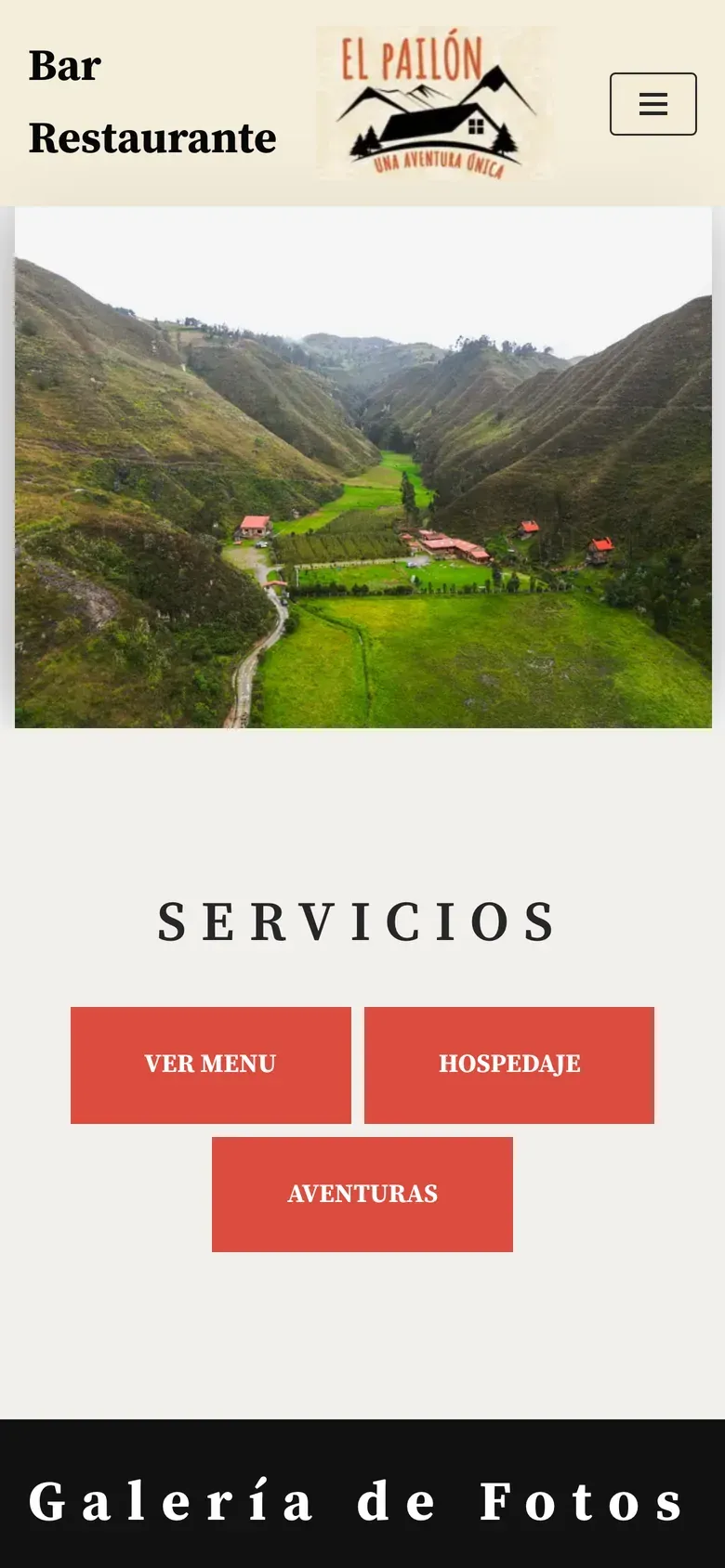 Sitio web de El Pailón de Chobshi en celular — Bar restaurante