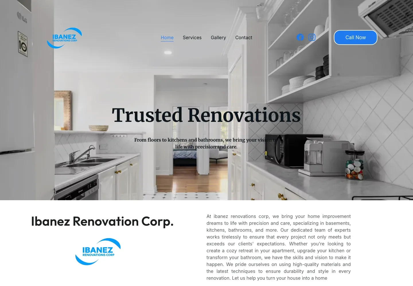 Sitio web de Ibanez Renovations Corp en escritorio — Renovación de vivienda especializada