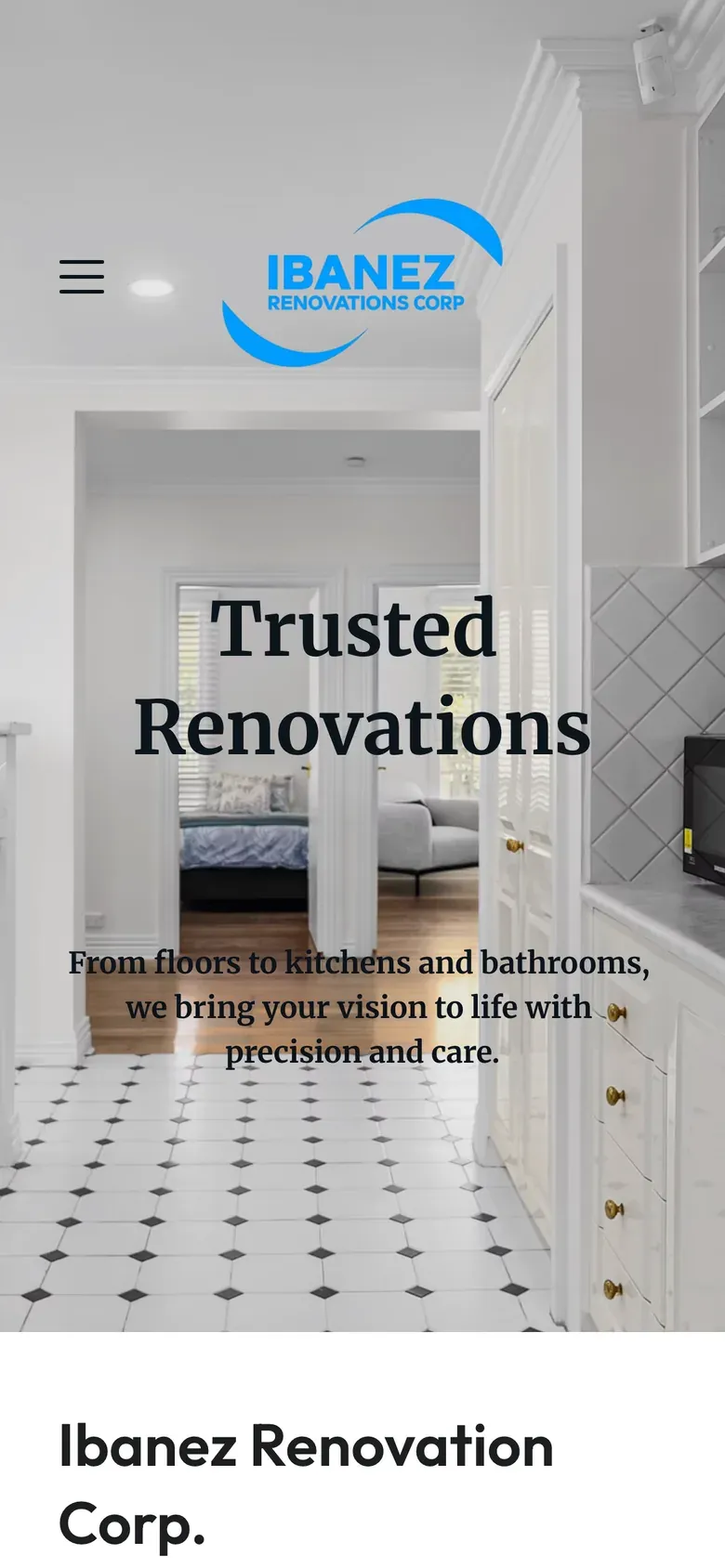 Sitio web de Ibanez Renovations Corp en celular — Renovación de vivienda especializada