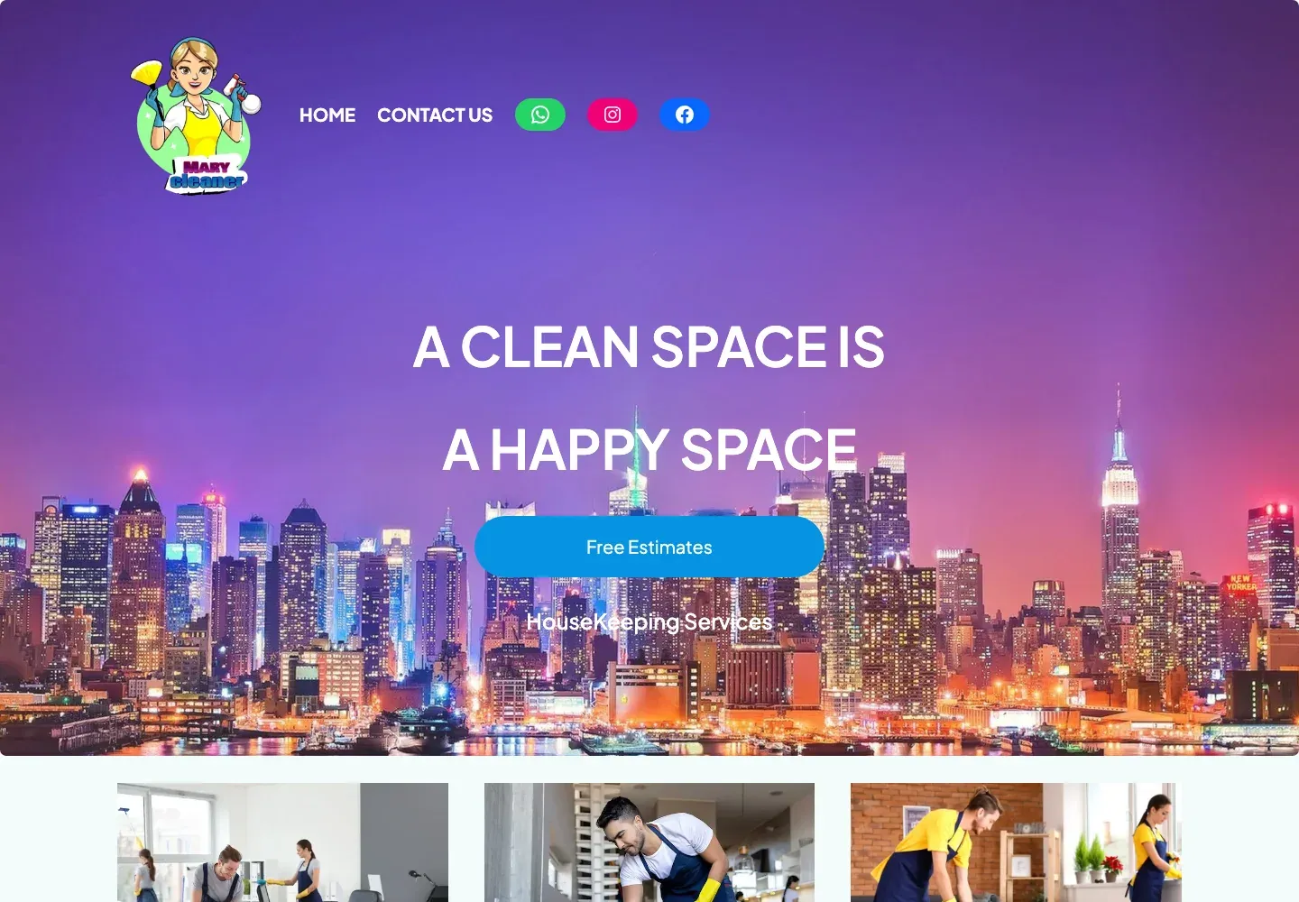 Sitio web de MaryCleaner en escritorio — Servicios de limpieza en Nueva York