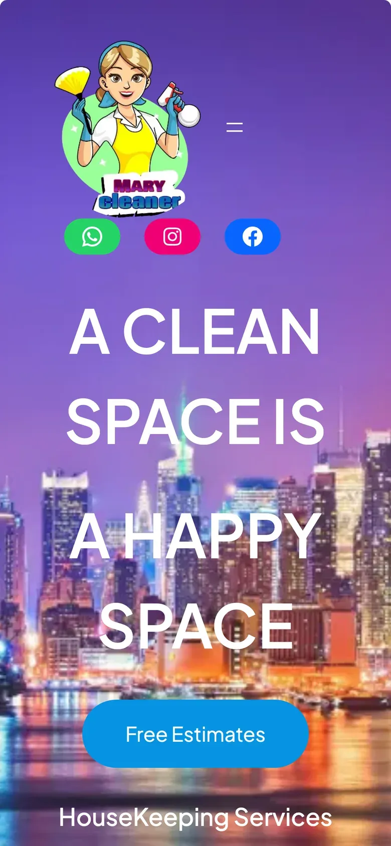 Sitio web de MaryCleaner en celular — Servicios de limpieza en Nueva York