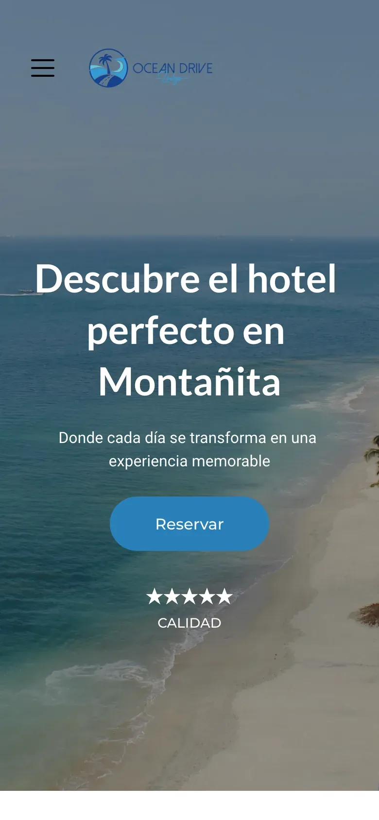 Sitio web de Ocean Drive Lodge en celular — Hotel frente al mar en Montañita