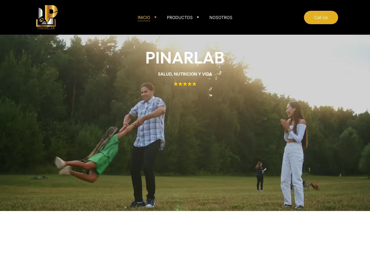 Sitio web de PinarLab en escritorio — Suplementos alimenticios de alta calidad
