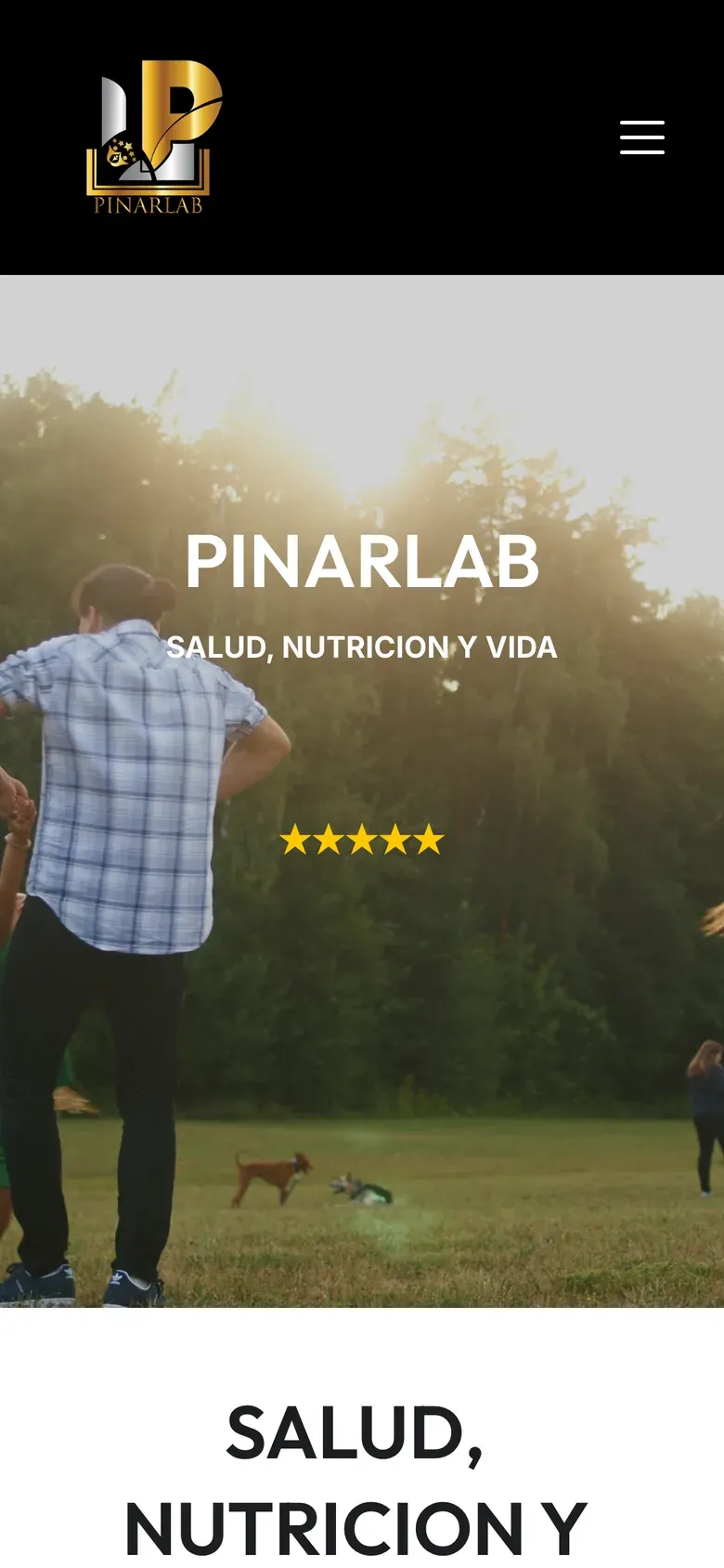 Sitio web de PinarLab en celular — Suplementos alimenticios de alta calidad